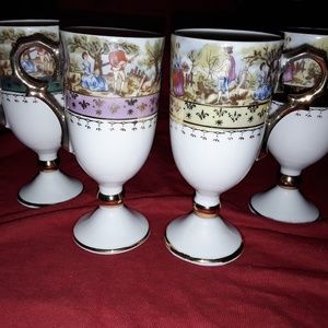 4 Vintage Teacups with Beautiful Scenes